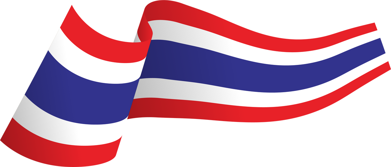 Thai Flag wave Ribbon Realistic Thailand